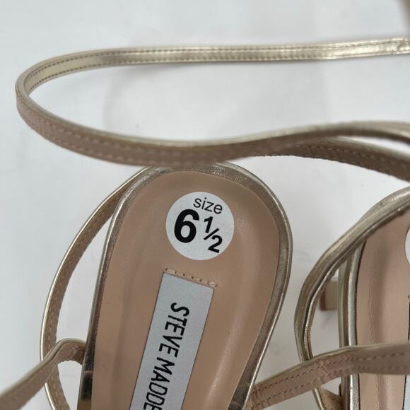Steve Madden Kyrah Shoes SZ 6.5 Gold Platform Heels Ankle Straps Wedding Formal - Picture 10 of 16